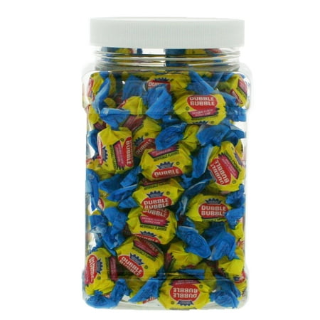 Dubble Bubble Bubble Gum 1LB - Original Individually Wrapped Bulk Candy in 48 FL OZ Gift Ready Reusable Square Jar