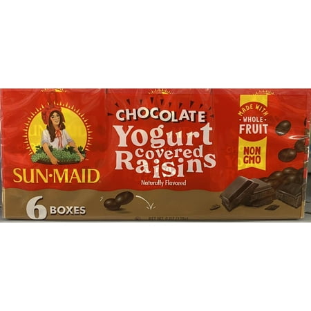 Sun-Maid CHOCOLATE YOGURT Covered California Raisins Sun Dried NON GMO 6 Pack