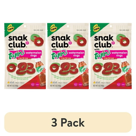 (3 Pack) Snak Club Tajin Watermelon Gummy Rings