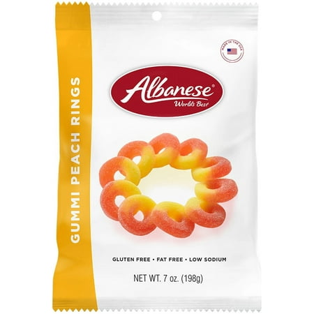 Albanese Gummi Peach Rings - 2 Bags - 7oz - Gummy Candy - FREE SHIPPING