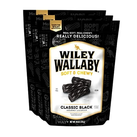 Wiley Wallaby Licorice 10 Ounce Classic Gourmet Soft & Chewy Australian Black Licorice Candy Twists  3 Pack