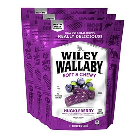 Wiley Wallaby Licorice 10 Ounce Classic Gourmet Soft & Chewy Australian Huckleberry Licorice Candy Twists  3 Pack