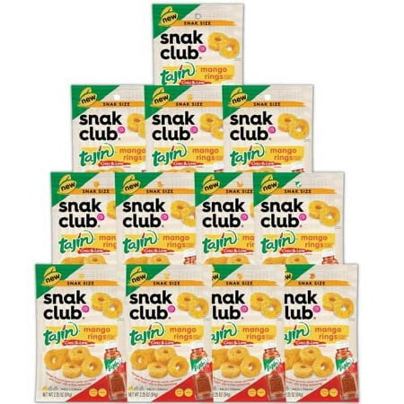 Spicy Mango Gummies Bulk Bundle. Includes 12-2.5 Oz Bags of Snak Club Tajin Mango Gummy Rings! Snak Club Tajin Gummy Snacks Are Gluten Free and Vegan 
