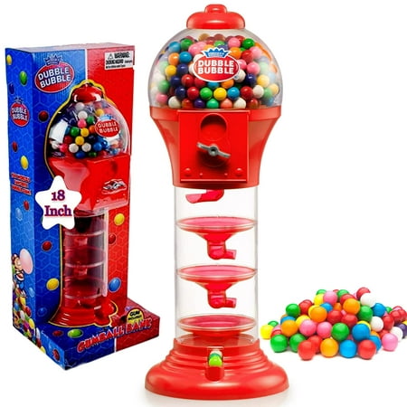 PlayO 18  Big Spiral Gumball Machine Toy - Includes Aprox 113 Gum Balls - Kids Dubble Bubble Twirling Style Candy Dispenser - Birthday Parties  Novelt