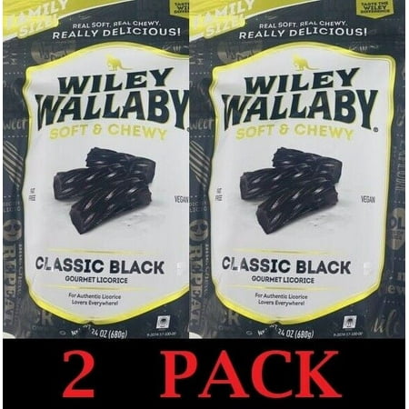 Wiley Wallaby FAMILY SIZE Soft Chewy CLASSIC BLACK Gourmet Licorice 24 Oz 2 PACK