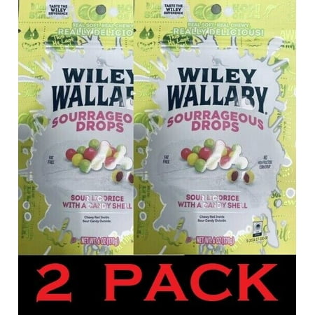 2x Wiley Wallaby SOURRAGEOUS DROPS Sour Licorice with a Candy Shell 6 Oz 2 PACK