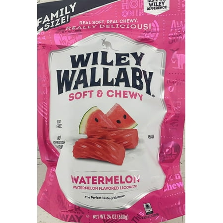Wiley Wallaby FAMILY SIZE Soft & Chewy WATERMELON Australian Licorice 24 Oz Bag