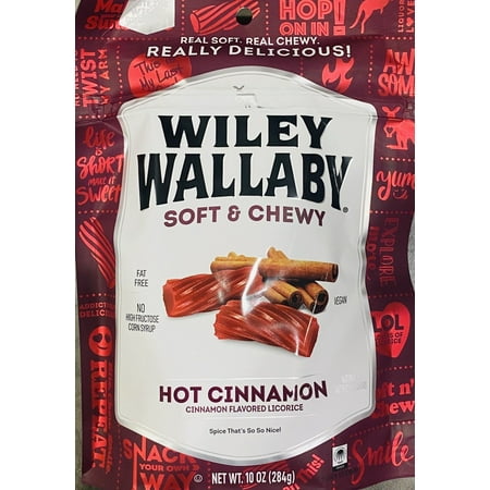Wiley Wallaby Soft & Chewy HOT CINNAMON Gourmet Australian Licorice 10 Oz Bag