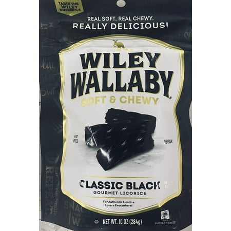 Wiley Wallaby Soft & Chewy CLASSIC BLACK Gourmet Australian Licorice 10 Oz Bag