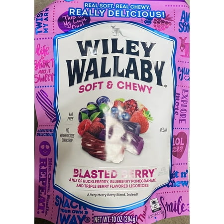 Wiley Wallaby Soft & Chewy BLASTED BERRY Gourmet Australian Licorice 10 Oz Bag