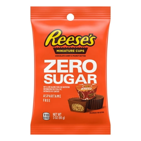 REESE S Zero Sugar Miniatures Chocolate Peanut Butter Cups  Candy Bags  3 Oz (12 Count)