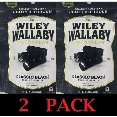 Wiley Wallaby Soft & Chewy CLASSIC BLACK Gourmet Australian Licorice 10oz 2 PK