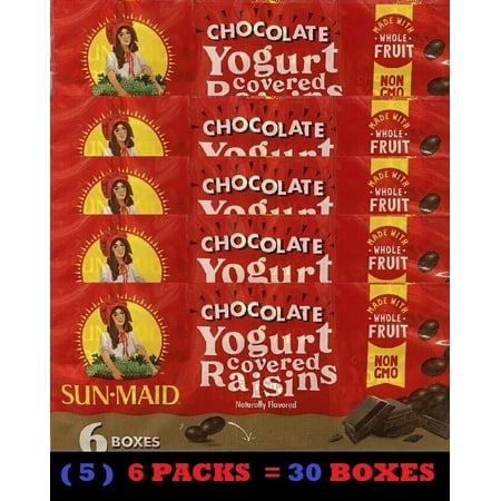5x Sun-Maid CHOCOLATE YOGURT Covered California Raisins Sun Dried 6 Pks 30 BOXES