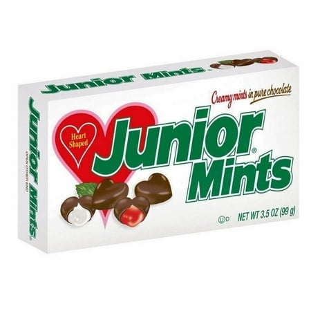 Junior Mints Heart Shaped Creamy Mints in Pure Chocolate Candy 3.5-Ounce Gourmet Wedding Valentines Easter Birthday Party Favors Gift Box