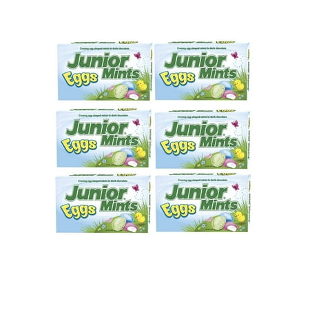PSLLC JUNIOR MINTS EGGS Limited Edition Easter Spring Dark Chocolate Candy Candies Gluten Free and Peanut Free Movie Theater Box  3.5 Oz (6 Boxes)