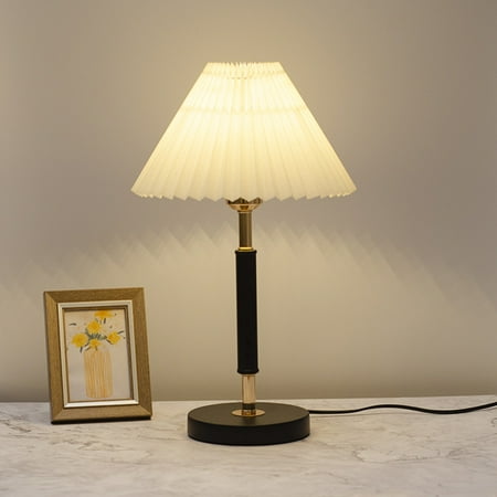 KUNJOULAM Brass Bedside Lamp  17.7  Table Lamp with Metal Base Black Nightstand Lamp for Living Room