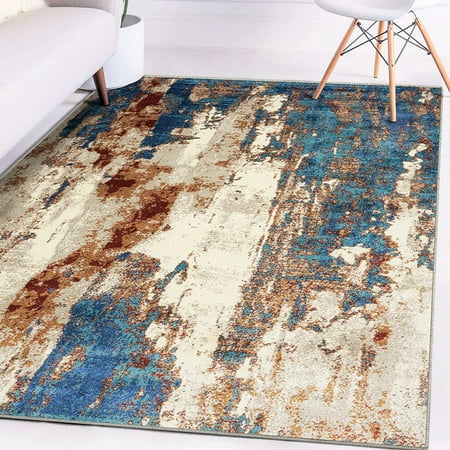 Modern Area Rugs with Abstract Patterns 7681 \u2013 Medium Pile Area Rug Dark Blue Light Blue / 8 X 10