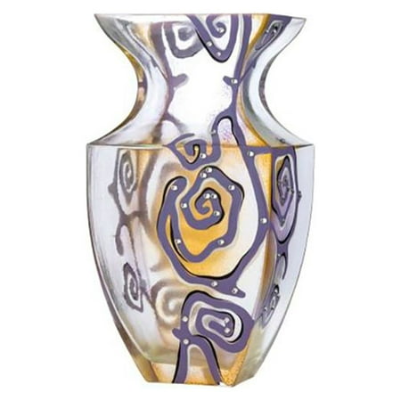 Victoria Bella 9546/300/ALR 12-Inch High Glass Vase. Pattern: Purple Abstract with Rhinestones