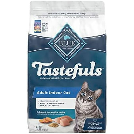 Blue Buffalo Tastefuls Indoor Natural Adult Dry Cat Food  Chicken 15lb Bag Chicken & Brown Rice 15 Pound (Pack of 1)