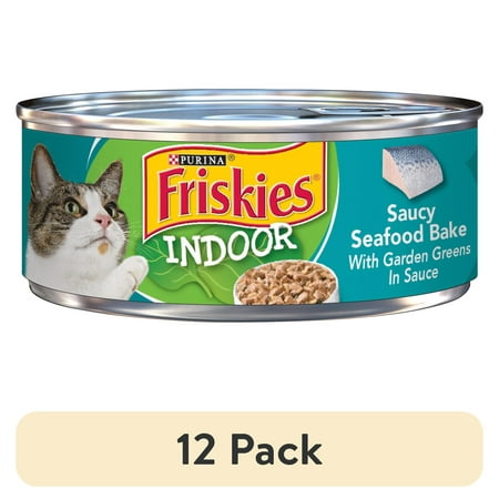 (12 Pack) Purina Friskies Indoor  Saucy Seafood Bake  Wet Cat Food  5.5 Oz Can