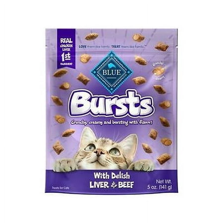 Blue Buffalo Bursts Feline Chicken Liver and Beef Flavour Cat Treats  5 Oz. (Pack of 6)