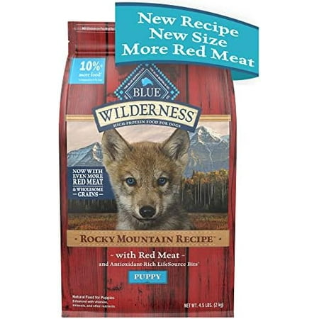 Blue Buffalo Wilderness Rocky Mountain Recipe High Protein Natural Puppy Dry Dog Food  Red Meat with Grain 4.5 Lb Bag Red Meat with Grain 4.5 Pound (P