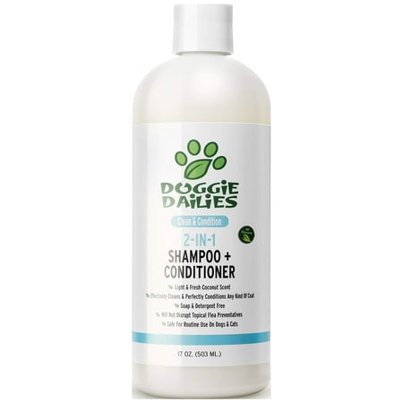 Doggie Dailies Dog Shampoo and Conditioner  2 in 1 Dog Shampoo for Dry  Itchy Skin  Cleans  Conditions and Moisturizes with Vitamin E and Shea Butter 