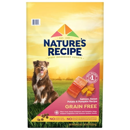 Nature′s Recipe Dry Dog Food  Grain Free Salmon  Sweet Potato & Pumpkin Recipe  24 Lb. Bag