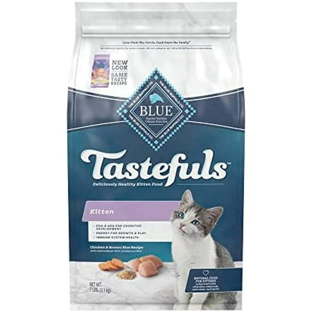Blue Buffalo Tastefuls Kitten Natural Dry Cat Food  Chicken 7lb Bag Dry Cat Food Chicken & Brown Rice 7 Pound (Pack of 1)