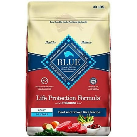Blue Buffalo Dog Food  Life Protection Formula  Natural Beef & Brown Rice Flavor  Adult Dry Dog Food  30 Lb Bag Beef & Brown Rice 30 Pound (Pack of 1)