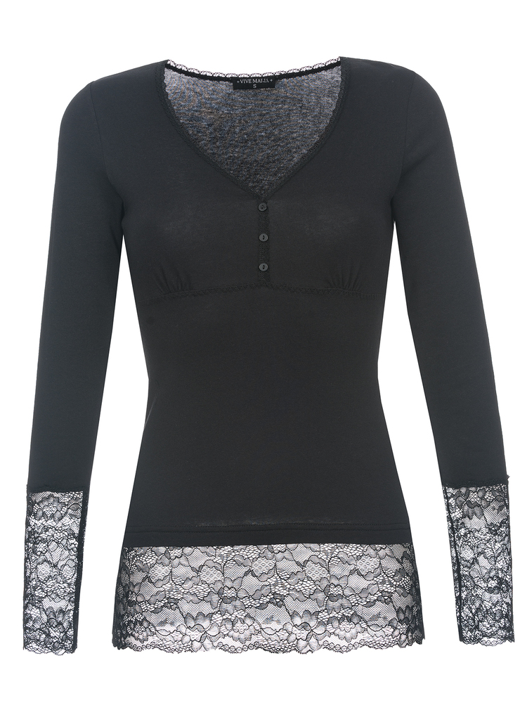 Vive Maria Romantic Basicshirt Schwarz