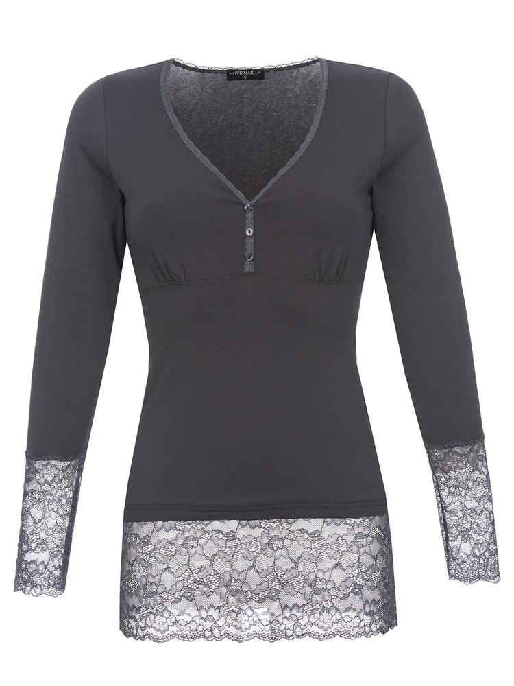 Vive Maria Romantic Basicshirt Grau