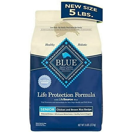 Blue Buffalo Life Protection Formula Natural Senior Dry Dog Food  Chicken and Brown Rice 5-lb Trial Size Bag Dry Dog Food 5 Pound (Pack of 1)