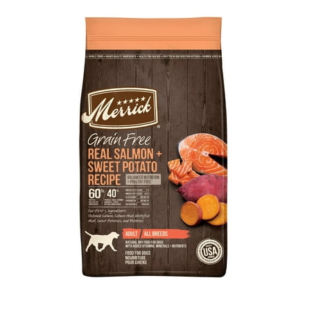 Merrick Real Salmon & Sweet Potato Dry Dog Food  Grain Free  22 Lb Bag