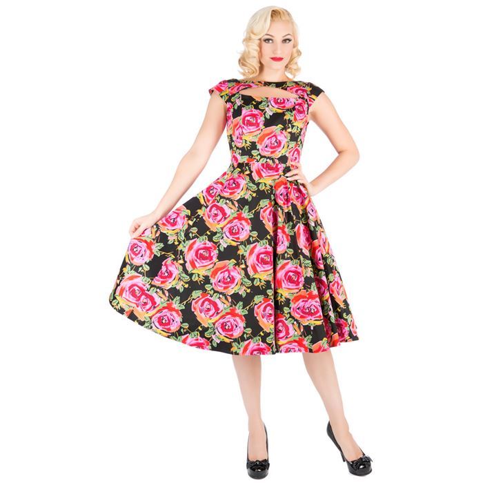 H & R London Kleid RED Roses Long Dress 9332