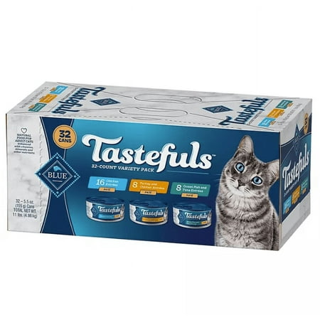 Blue Buffalo Tastefuls Pate Wet Cat Food  Variety Pack (5.5 Oz.  32 Ct.)