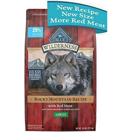 Blue Buffalo Wilderness Rocky Mountain Recipe High Protein Natural Adult Dry Dog Food  Red Meat with Grain 28 Lb Bag Red Meat with Grain 28 Pound (Pac