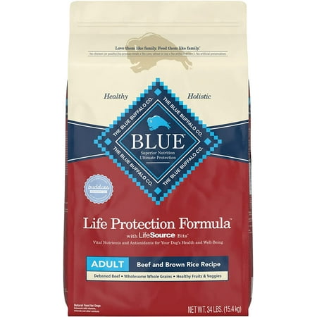Blue Buffalo Life Protection Formula Natural Adult Dry Dog Food  Beef and Brown Rice 34-lb