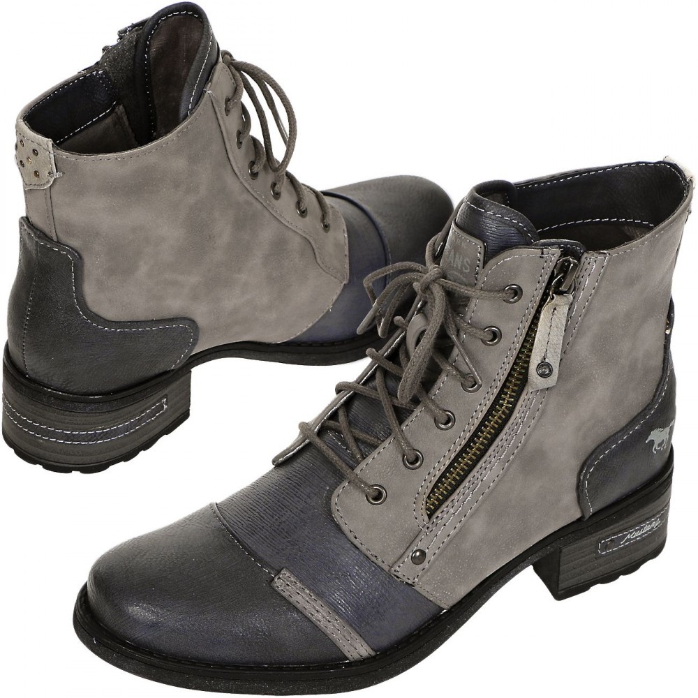 Mustang Shoes Damen Schuhe Schnürstiefeletten 1229-502-92 Schwarz/grau