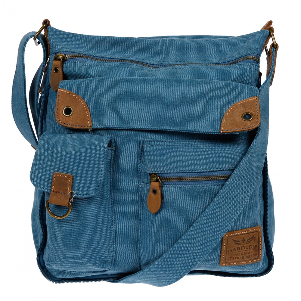 Llupp Canvas Damen Handtasche Umhängetasche Mit Applikationen in Leder