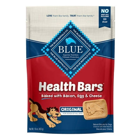 Blue Buffalo Blue Bacon  Egg and Cheese Flavor Health Bars Natural Crunchy Dog Biscuits  16 Oz.