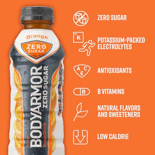 BODYARMOR ZERO Sugar Sports Drink Orange, 16 Fl Oz (pack of 12) thumbnail