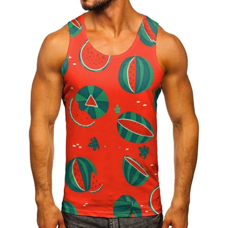 GWAABD Sleeveless Quick Dry Shirts for Men Casual Spring Summer Sleeveless Printed O Neck Shirt Tank Tops Blouse