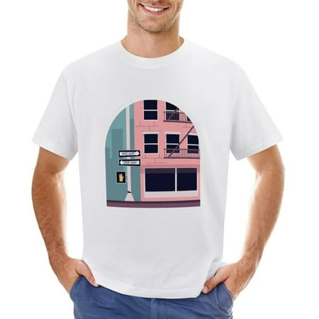 Vtg City Landscape Men’s Graphic T-shirt Vintage Short Sleeve Sport Tee White L