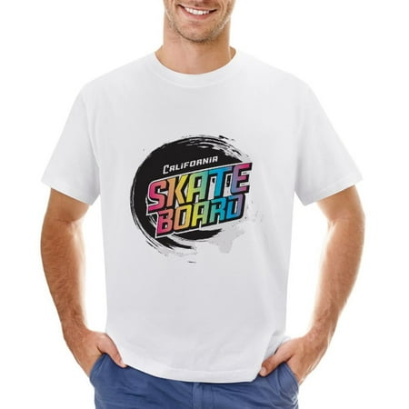 Colorful Skateboard Men’s Graphic T-shirt Vintage Short Sleeve Sport Tee White L