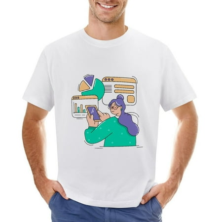 Store-analytics Men’s Graphic T-shirt Vintage Short Sleeve Sport Tee White L
