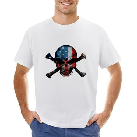 Most Dangerous American Flag Design Men’s Graphic T-shirt Vintage Short Sleeve Sport Tee White L