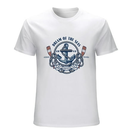 Dream of the Seas Men’s Graphic T-shirt Vintage Short Sleeve Sport Tee White L