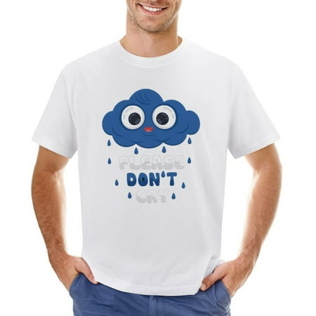 Please Don T Cry Men’s Graphic T-shirt Vintage Short Sleeve Sport Tee White L