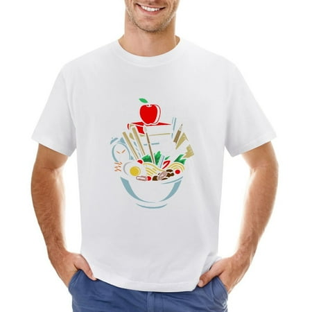 Ramen School Men’s Graphic T-shirt Vintage Short Sleeve Sport Tee White L
